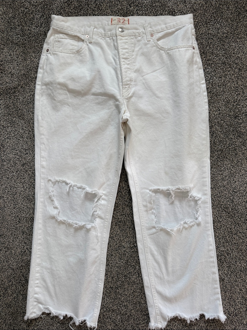 We The Free White Distressed Boyfriend Jeans